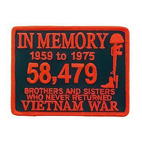 In Memory 58,479 Vietnam War Patch, Red & Black
