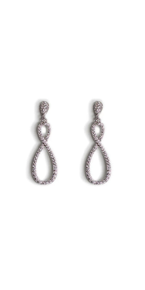 silver/one size/Camille La Vie/Infinity Pave Drop Earrings /front