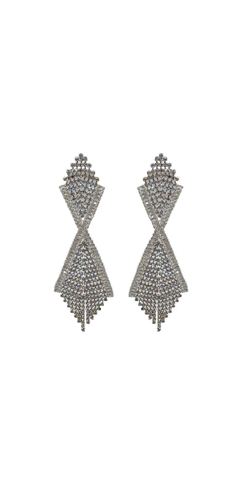 silver/one size/ Camille La Vie/Iridescent Double Diamond Rhinestone Duster Earrings/front