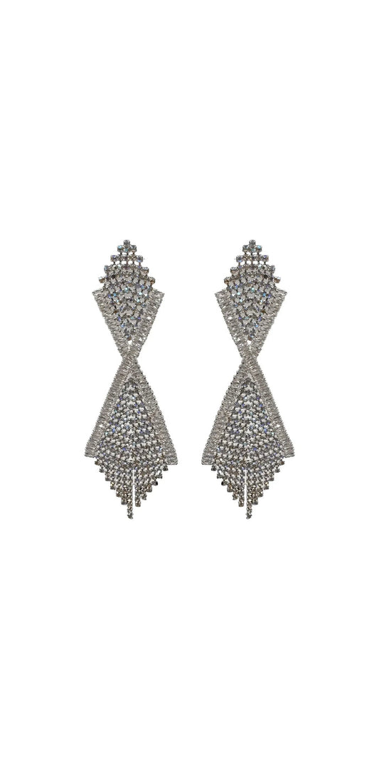 silver/one size/ Camille La Vie/Iridescent Double Diamond Rhinestone Duster Earrings/front