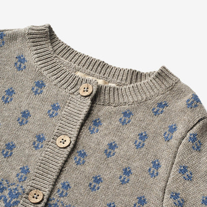 Wheat Main Jacquard Cardigan Vikki Knitted Tops 3229 warm grey melange