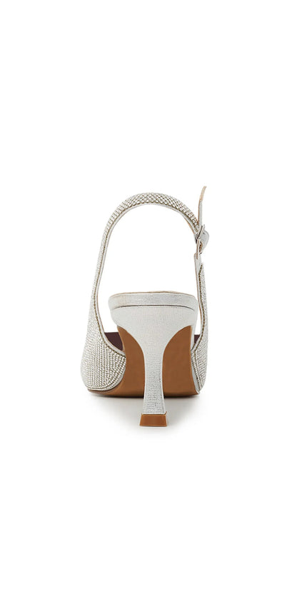 Keisha-1 Low Heel Rhinestone Slingback Sandal - Camille La Vie