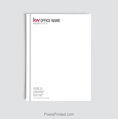 Keller Williams brokerage letterhead with personalized office information