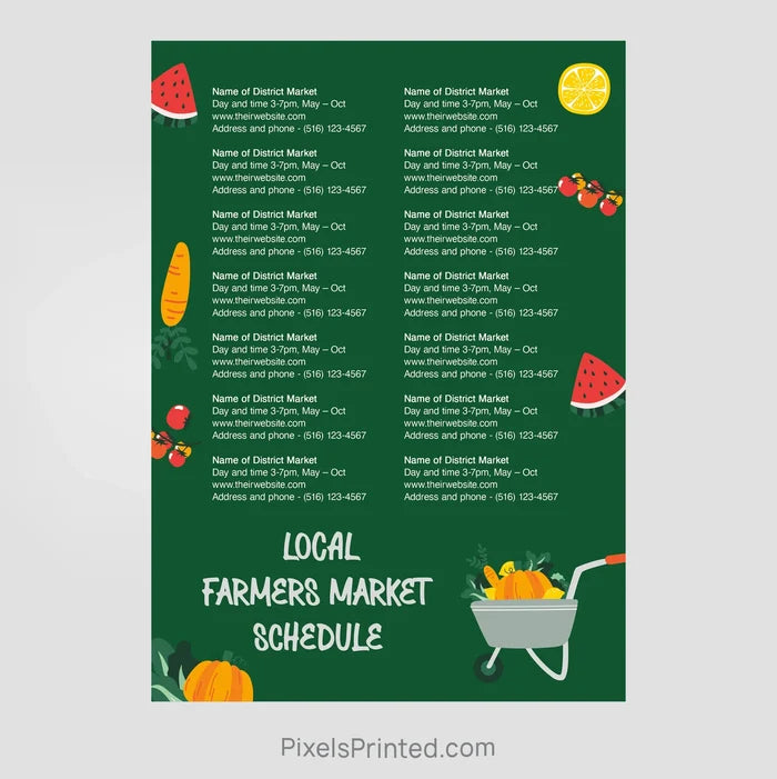 Keller Williams real estate farmers market schedule postcards PixelsPrinted