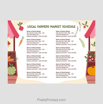 Keller Williams real estate farmers market schedule postcards PixelsPrinted