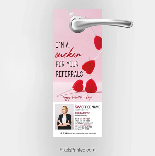 Keller Williams real estate Valentine’s Day door hanger – client appreciation PixelsPrinted