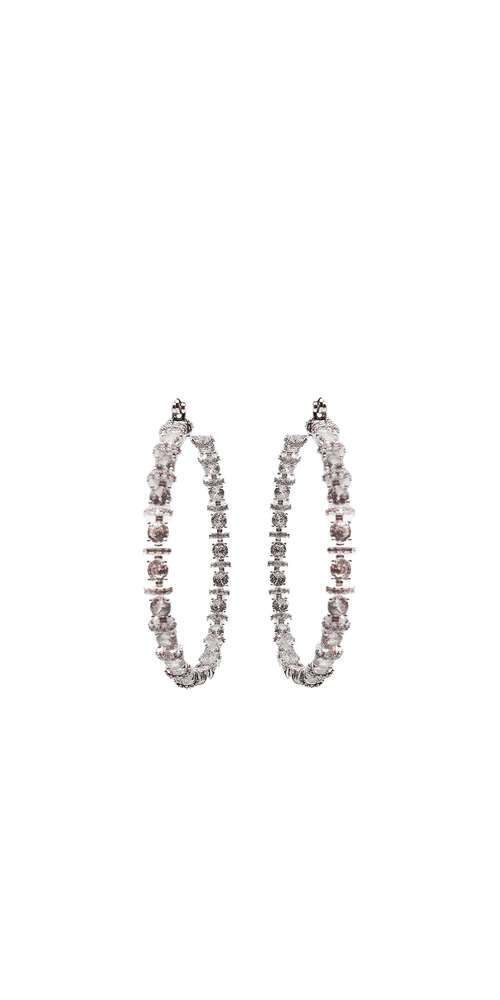 silver/one size/Camille La Vie/Large Cubic Zirconia Hoop Earrings /front