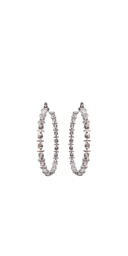 silver/one size/Camille La Vie/Large Cubic Zirconia Hoop Earrings /front