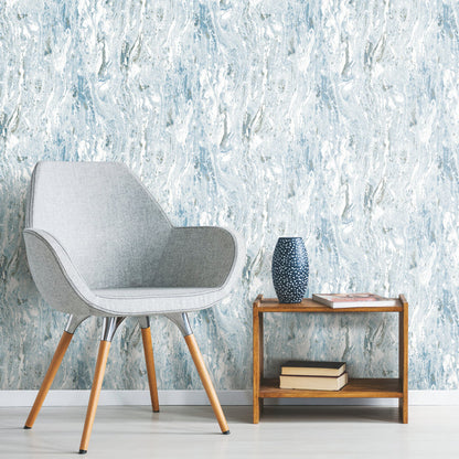 Marble Seas Peel and Stick Wallpaper in a room setting