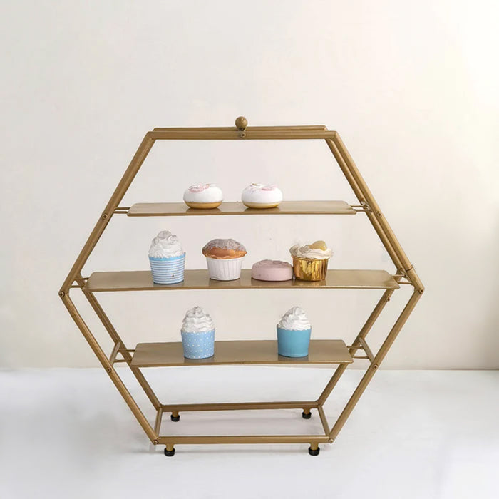 metal, cupcake stand, tiered cupcake stand, hexagon cupcake stand, dessert display stands#color_gold