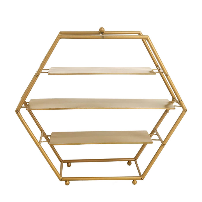 gold cupcake stand, 3 tier cupcake stand, metal cupcake stand, hexagon cupcake stand, dessert display stands#color_gold