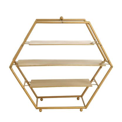 gold cupcake stand, 3 tier cupcake stand, metal cupcake stand, hexagon cupcake stand, dessert display stands#color_gold