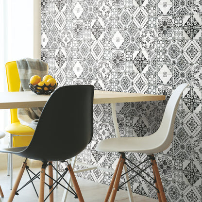 Mediterranean Tile Peel and Stick Wallpaper in a room setting