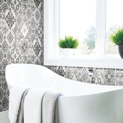 Mediterranean Tile Peel and Stick Wallpaper in a room setting
