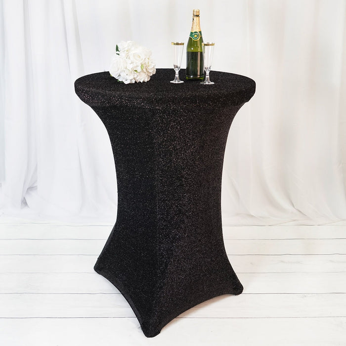 cocktail tablecloth, cocktail table covers, spandex tablecloth, round spandex table covers, stretch tablecloth#color_black