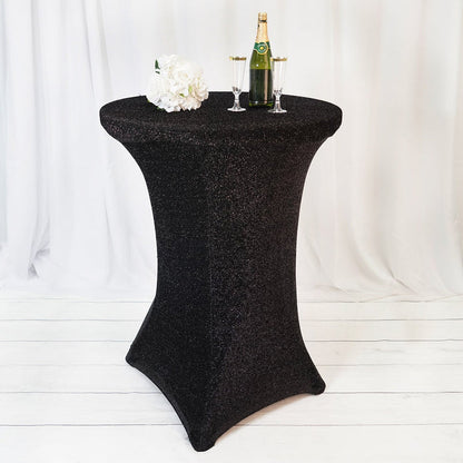 cocktail tablecloth, cocktail table covers, spandex tablecloth, round spandex table covers, stretch tablecloth#color_black