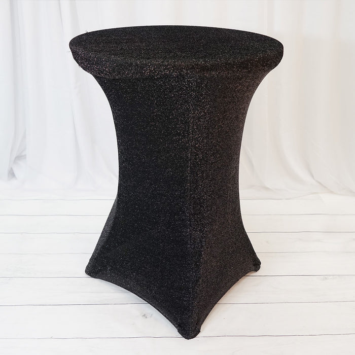 cocktail tablecloth, cocktail table covers, spandex tablecloth, round spandex table covers, stretch tablecloth#color_black