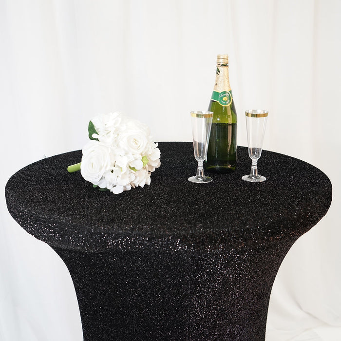 cocktail tablecloth, cocktail table covers, spandex tablecloth, round spandex table covers, stretch tablecloth#color_black