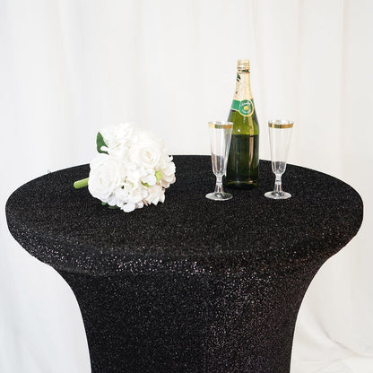 cocktail tablecloth, cocktail table covers, spandex tablecloth, round spandex table covers, stretch tablecloth#color_black