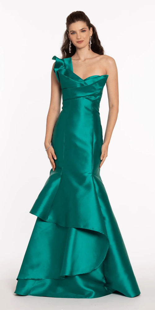 jade/size/4/missy/Camille La Vie/Mikado Origami One Shoulder Mermaid Dress/front