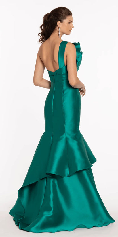 jade/size/4/missy/Camille La Vie/Mikado Origami One Shoulder Mermaid Dress/back