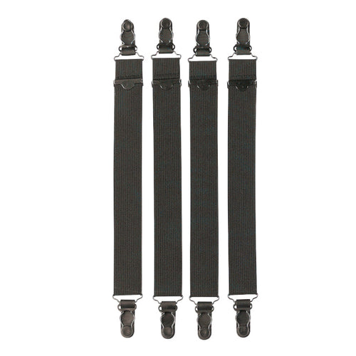 Military Stay-Tucked Elastic Black Shirt Stays Garters, 4-Piece Set