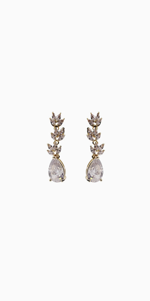 gold/one size/ Camille La Vie/Multi Stone Teardrop Earrings /front