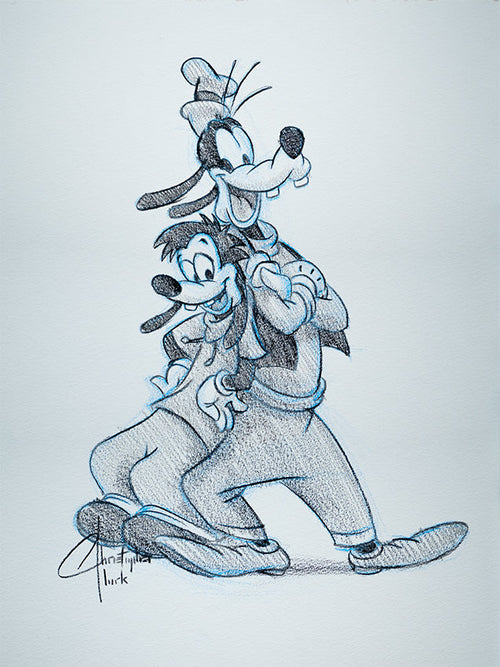 NEW RELEASE: Goofy & Max Original Pencil on Paper by Christopher Clark