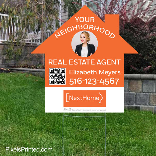 Next Home your neighborhood real estate agent yard sign