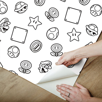 Nintendo Super Mario Power Up Icons P&S Wallpaper peel step