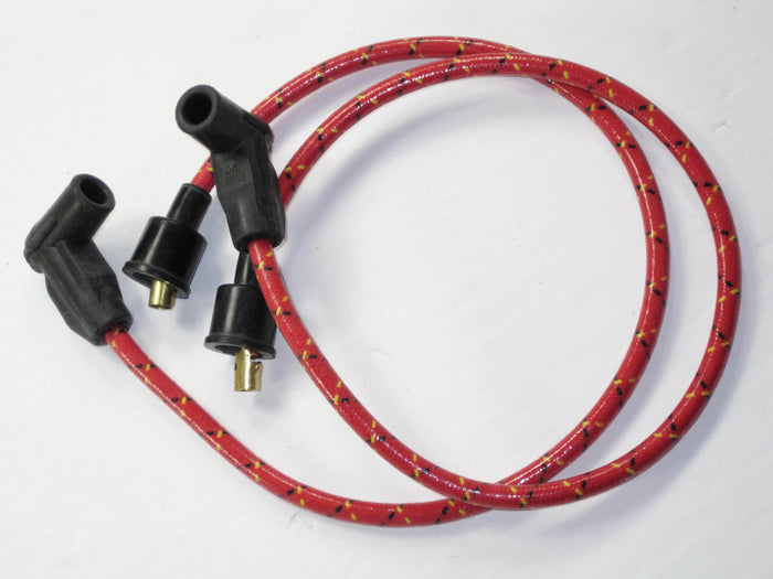 Norton P11 Ranger spark plug wires red woven cloth copper vintage style wire set 20" Matchless