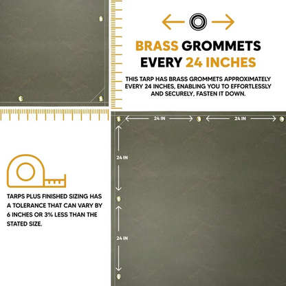 Olive Drab 6' x 8' canvas tarp suitable for outdoor utility surface protection