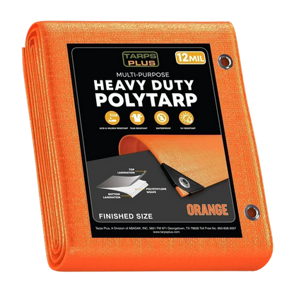 Orange 10' x 10' wide tarps created for outdoor protection and utility coverage