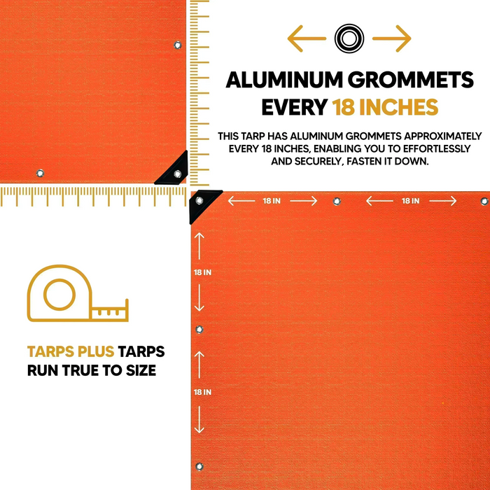 Orange 10' x 10' bright tarps suitable for storage coverage and outdoor utility projects