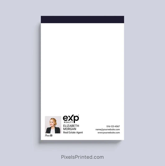 Personalized eXp Realty realtor notepad with headshot and contact information