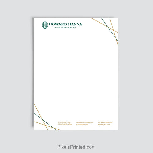 Personalized Howard Hanna real estate letterhead for brokerage offices