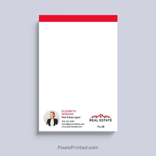 Personalized real estate agent notepad with headshot, logo and contact information