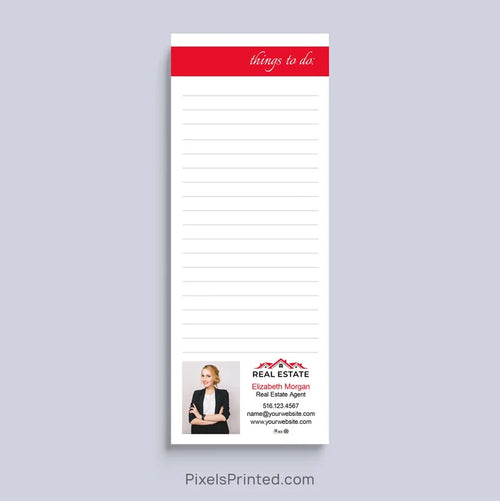 Personalized Things to Do real estate agent notepad with headshot and branding