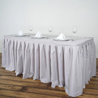 table skirt, pleated table skirt, table skirt design, table skirt linen, table skirt velcro#color_silver