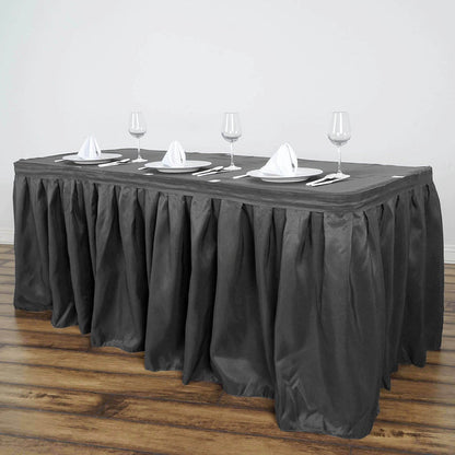 table skirt, pleated table skirt, table skirt design, table skirt linen, table skirt velcro#color_charcoal-gray