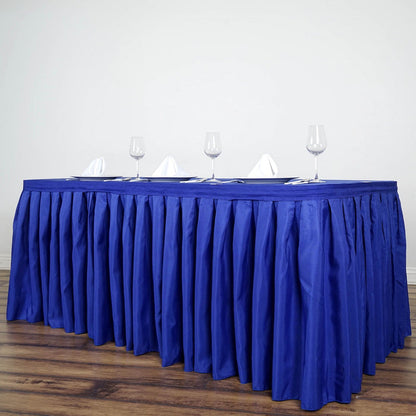 table skirt, pleated table skirt, table skirt velcro, table skirt linen, polyester table skirt#color_royal-blue