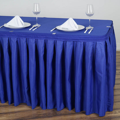 table skirt, pleated table skirt, table skirt velcro, table skirt linen, polyester table skirt#color_royal-blue
