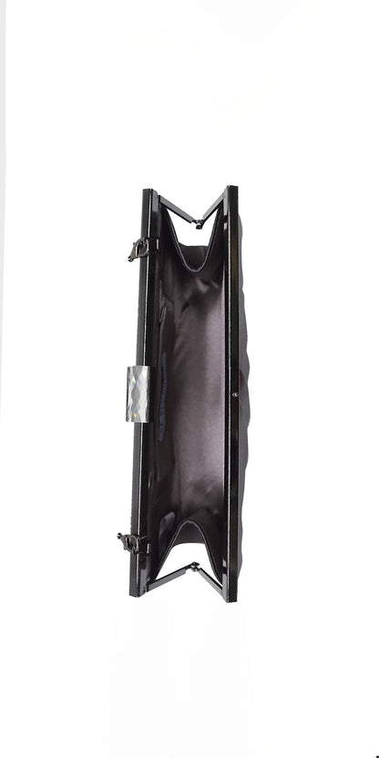Pleated Satin Handbag with Rhinestone Detail - Camille La Vie
