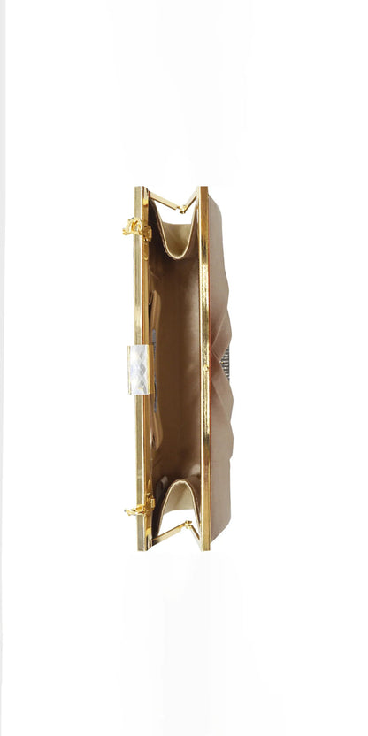 Pleated Satin Handbag with Rhinestone Detail - Camille La Vie