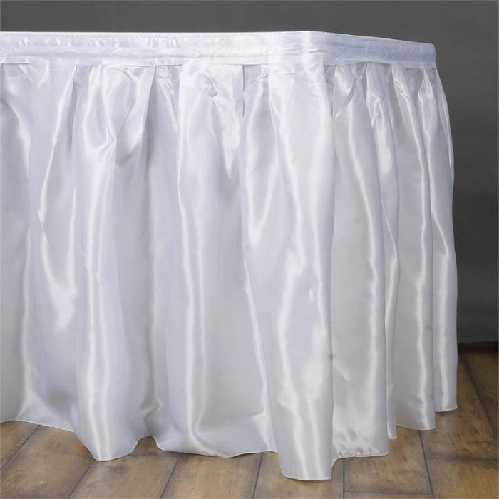 table skirt, pleated table skirt, satin table skirt, table skirt line, table skirt velcro#color_white