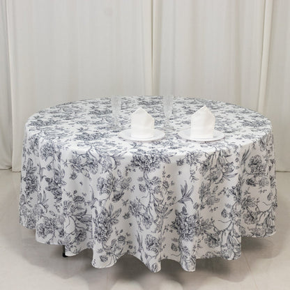tablecloth, polyester tablecloth, round tablecloth, table cover, french toile tablecloth, floral tablecloth, table linen#color_parent