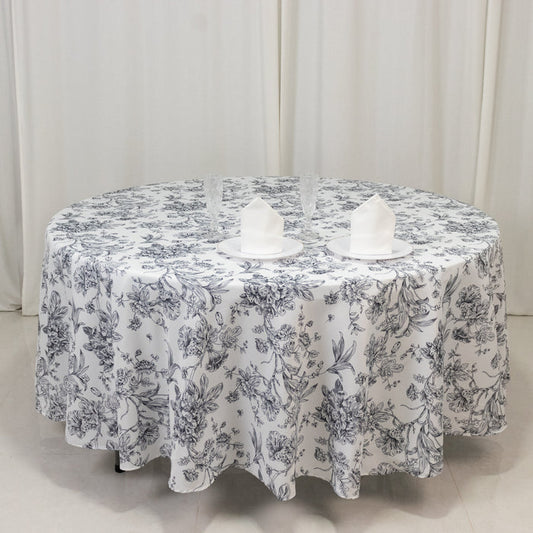 tablecloth, polyester tablecloth, round tablecloth, table cover, french toile tablecloth, floral tablecloth, table linen#color_parent