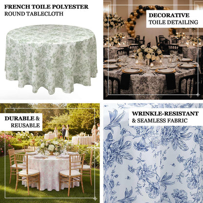 tablecloth, polyester tablecloth, round tablecloth, table cover, french toile tablecloth, floral tablecloth, table linen#color_parent