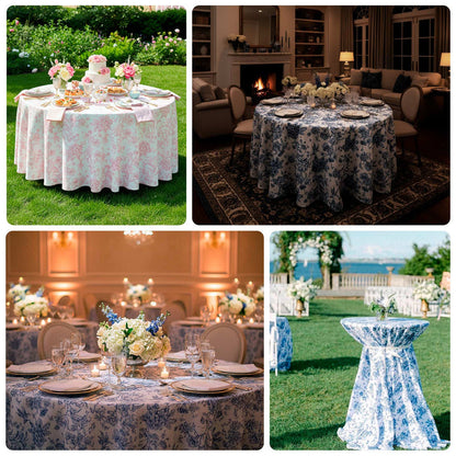 tablecloth, polyester tablecloth, round tablecloth, table cover, french toile tablecloth, floral tablecloth, table linen#color_parent