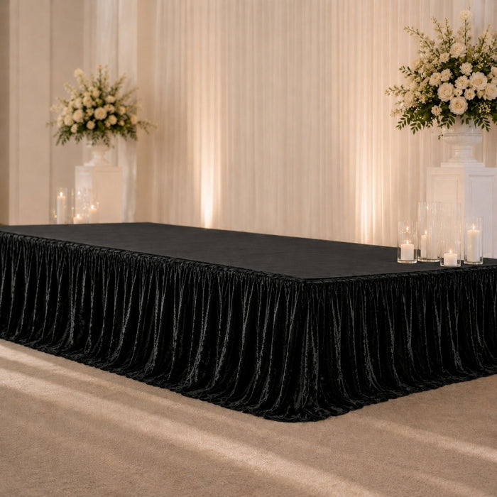 crushed velvet stage skirts, velvet stage skirts, shirred stage skirts, pleated stage skirts, stage skirts#color_black
